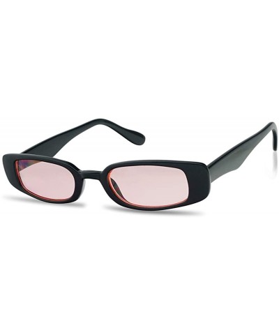 Creative Rectangular Small Narrow 70's Funk Colored Lens Sunglasses for Men and Women - Black Frame - CR1975SQ6ER $6.26 Recta...