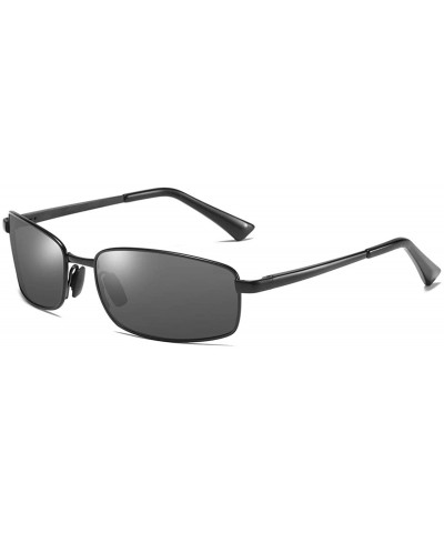 Wrap Polarized Sunglasses Rectangular Metal Frame Classic Style Large Size - Black - C818C59OX40 $11.20 Wrap