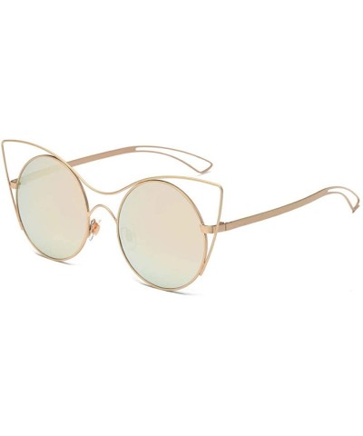 Women Men Vintage Retro Glasses Unisex Fashion Mirror Lens Sunglasses - Yellow - CR18TLXQIUZ $3.76 Square