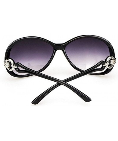 Women Fashion Oval Shape UV400 Framed Sunglasses Sunglasses - Black - CA18W43MOZH $5.90 Oval