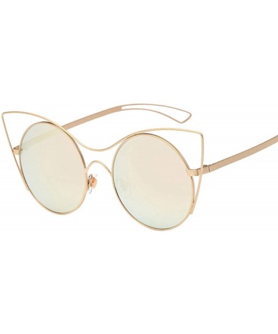 Women Men Vintage Retro Glasses Unisex Fashion Mirror Lens Sunglasses - Yellow - CR18TLXQIUZ $3.76 Square