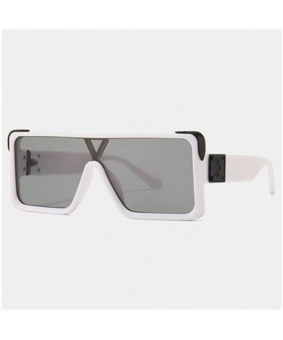 Big Box Square Sunglasses for Men And Women Big V Word Leg UV400 - C4 White Gray - CS198KEO2D2 $13.48 Square