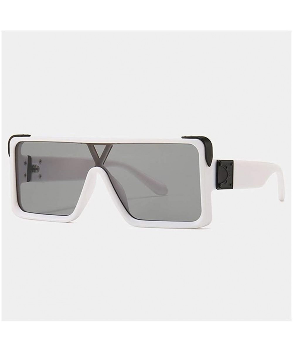 Big Box Square Sunglasses for Men And Women Big V Word Leg UV400 - C4 White Gray - CS198KEO2D2 $13.48 Square