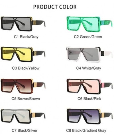 Big Box Square Sunglasses for Men And Women Big V Word Leg UV400 - C4 White Gray - CS198KEO2D2 $13.48 Square