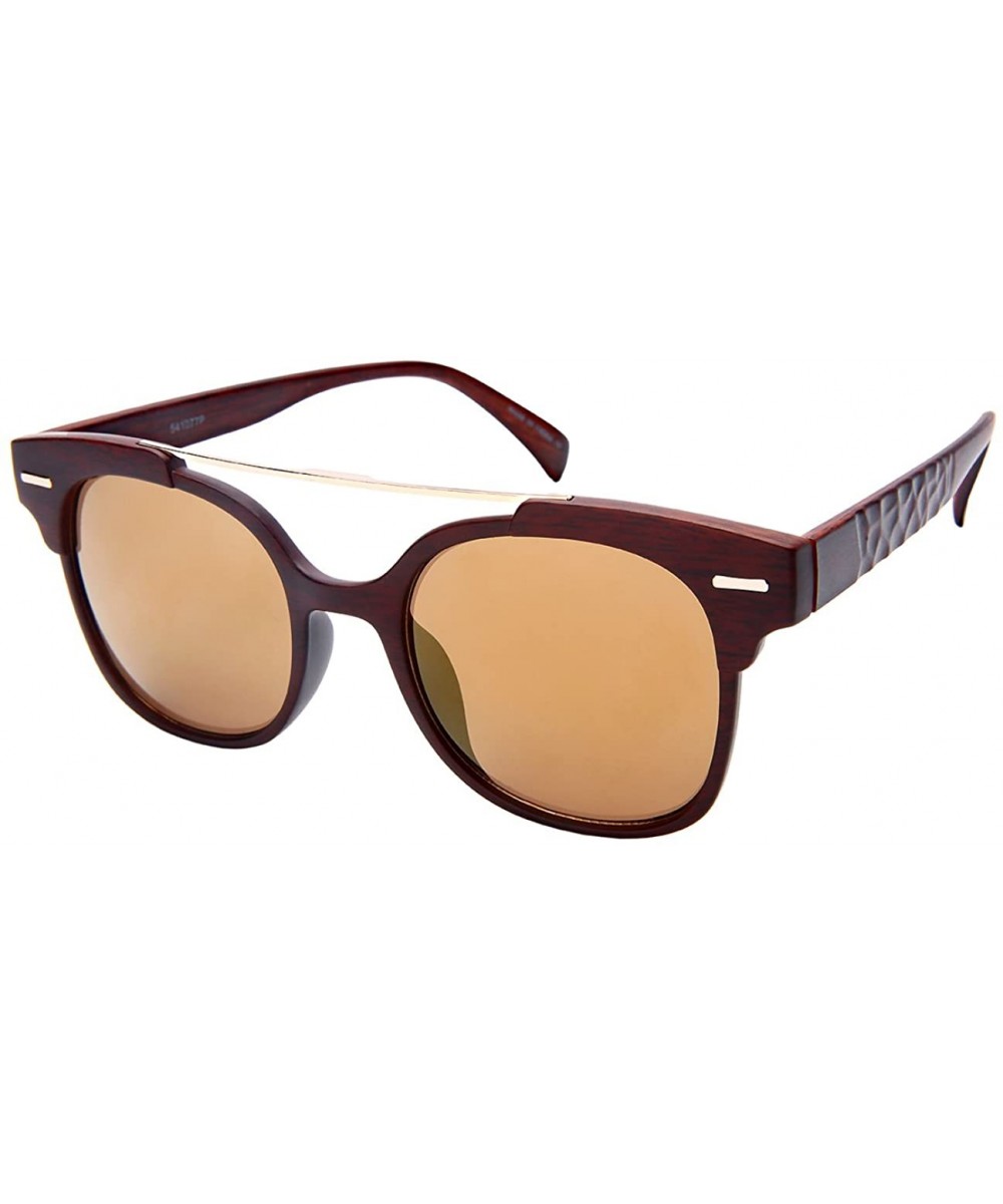 Crossbar Horned Rim Sunnies w/Embossed Temple Design 541077P-REV - Brown - CO18255K2NR $5.42 Square