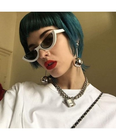 Small Cat Eye Women Sunglasses-Semi Rimeless Shade Glasses-Retro Goggles - A - CO1905ZM88S $27.33 Rimless