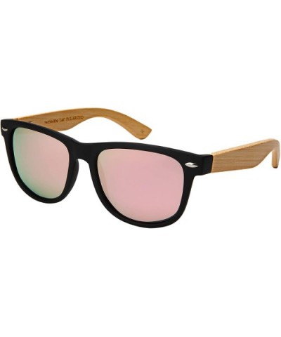 Wood Bamboo Horn Rimmed Sunglasses for Men Women with Polarized Mirrored Lens 540946BM-PRV - C018OINT6Q0 $9.74 Wayfarer