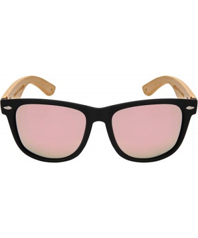 Wood Bamboo Horn Rimmed Sunglasses for Men Women with Polarized Mirrored Lens 540946BM-PRV - C018OINT6Q0 $9.74 Wayfarer