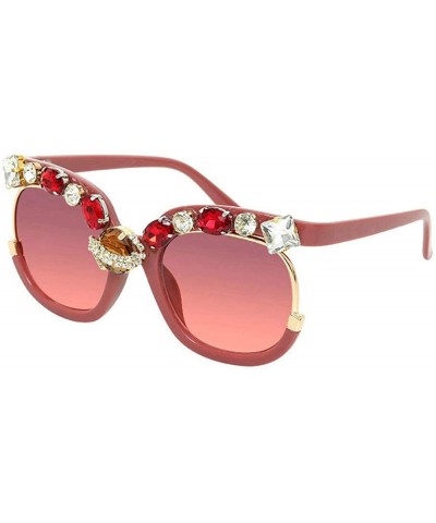 Luxury Diamond Oversized Sunglasses Women Vintage Brand Half Frame Cat Sun Glasses Men Female Lady Shades Glasses - C718AHGRW...