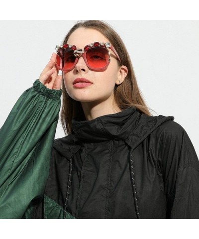 Luxury Diamond Oversized Sunglasses Women Vintage Brand Half Frame Cat Sun Glasses Men Female Lady Shades Glasses - C718AHGRW...