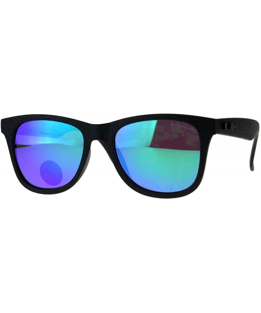 Polarized Lens Kush Sunglasses Textured Matted Black Square Frame Mirrored - Black - CG18LQ5ATRX $7.66 Square