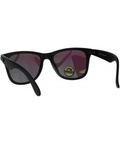 Polarized Lens Kush Sunglasses Textured Matted Black Square Frame Mirrored - Black - CG18LQ5ATRX $7.66 Square