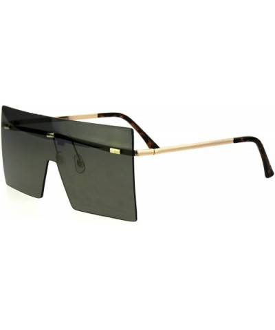 Futuristic Rimless Shield Color Mirror Lens Robotic Metal Rim Sunglasses - Silver Gold Mirror - CJ18GLZHIRX $8.68 Oversized