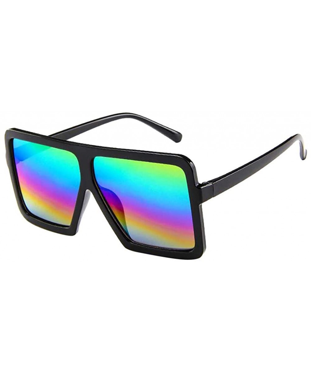 Women Men Vintage Retro Glasses Unisex Big Frame Sunglasses Eyewear - Multicolor - CX190O5NT8U $4.98 Rectangular