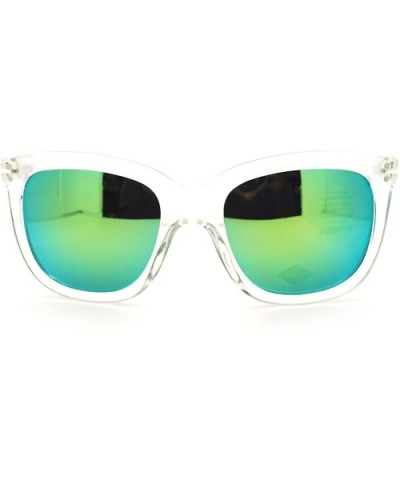 Womens Thin Plastic Retro Rectangular Horn Rim Horned Sunglasses Mirrored Lens - Tortoise Gold - CV11YFDYY4D $7.68 Rectangular