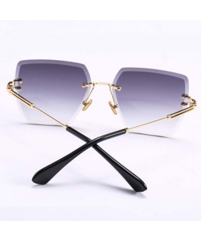 womens rimless sunglasses ladies metal gradient lens brown black square sun glasses female accessories summer - CA18T0YN76N $...