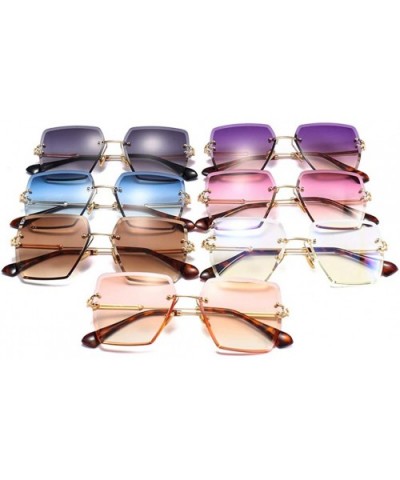 womens rimless sunglasses ladies metal gradient lens brown black square sun glasses female accessories summer - CA18T0YN76N $...