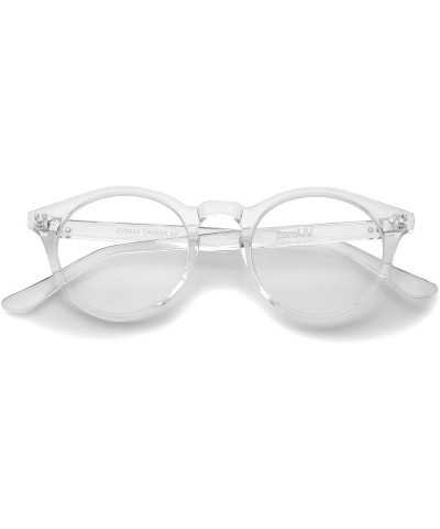 Retro Keyhole Nose Bridge Clear Lens P3 Round Glasses 46mm - Clear / Clear - C512MAOA8ZA $9.57 Round