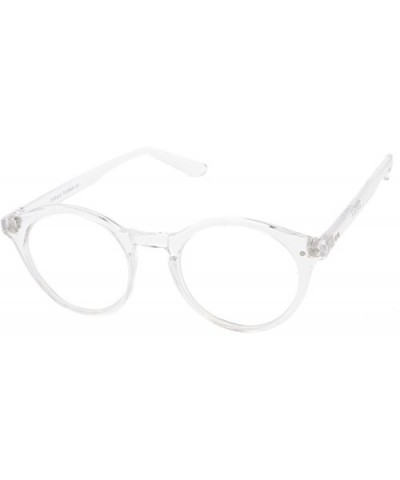 Retro Keyhole Nose Bridge Clear Lens P3 Round Glasses 46mm - Clear / Clear - C512MAOA8ZA $9.57 Round