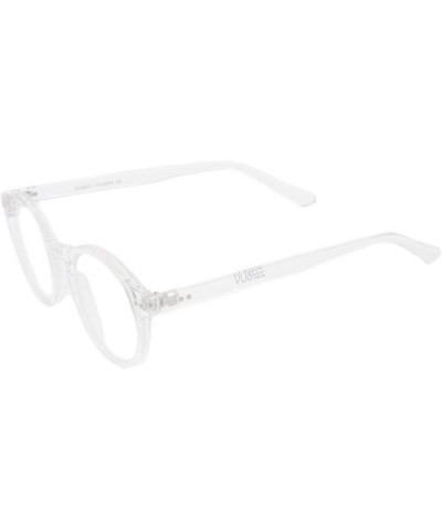 Retro Keyhole Nose Bridge Clear Lens P3 Round Glasses 46mm - Clear / Clear - C512MAOA8ZA $9.57 Round