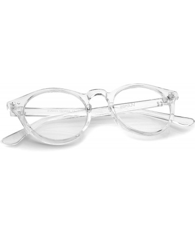 Retro Keyhole Nose Bridge Clear Lens P3 Round Glasses 46mm - Clear / Clear - C512MAOA8ZA $9.57 Round