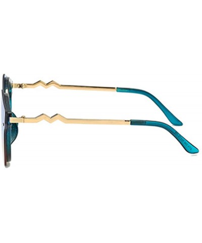 Unisex Retro Cat Eye Metal Frame Oversized Plastic Lenses Sunglasses - Blue Yellow - CD18NI6004Z $8.30 Rectangular