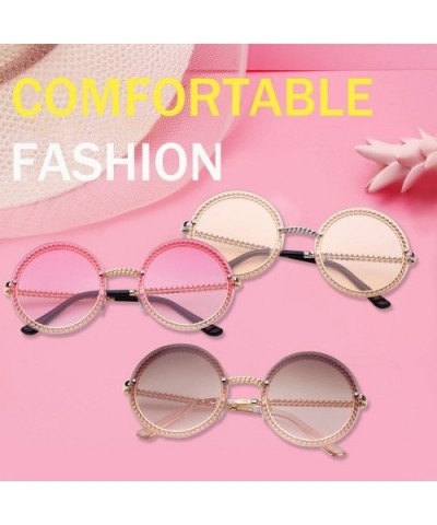 Round Oversized Rhinestone Sunglasses for Women Fashion Festival Sunglasses - Gold Frame Tea Pink Lens - C418ROOYGHT $9.00 Oval