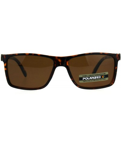 Polarized Antiglare Rectangular Mod Minimal Mens Designer Sunglasses - Tortoise Brown - CQ18C549UL6 $8.58 Rectangular