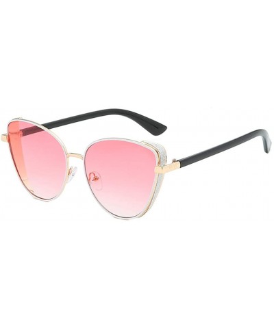 Women's Fashion Cat Eye Shade Sunglasses Integrated Stripe Vintage Glasses 2019 Fashion - Pink - CC18TH7D35X $8.04 Oversized