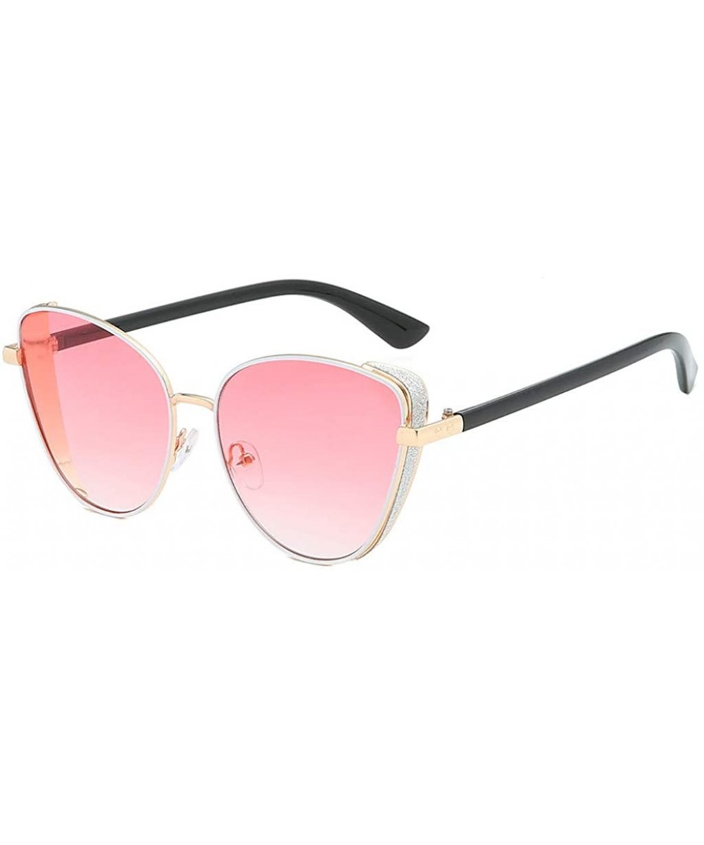 Women's Fashion Cat Eye Shade Sunglasses Integrated Stripe Vintage Glasses 2019 Fashion - Pink - CC18TH7D35X $8.04 Oversized