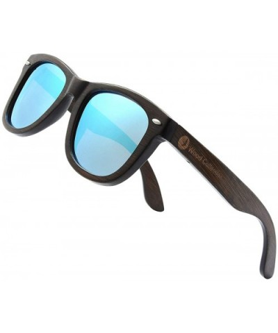 Wood Sunglasses with Polarized lenses for Men&Women Handmade Bamboo Wooden Sunglasses - D Blue - C518U0D2RKW $27.89 Round