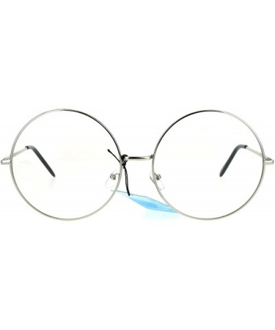 Womens Huge Oversize Large Retro Hippie Round Circle Clear Lens Eye Glasses - Silver - CG17XWLMW3Q $6.17 Oversized