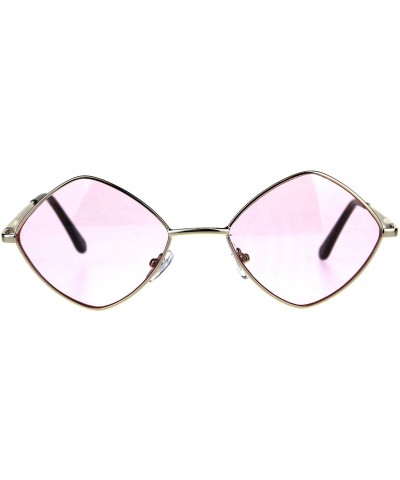Mens Pimp Diamond Pop Color Lens Square Metal Rim Sunglasses - Gold Pink - CS18CMKWMRI $11.12 Rectangular