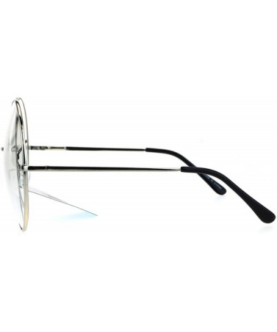 Womens Huge Oversize Large Retro Hippie Round Circle Clear Lens Eye Glasses - Silver - CG17XWLMW3Q $6.17 Oversized