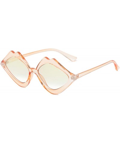 Fashion Lips Frame Oversized Plastic Lenses Sunglasses for Women UV400 - Pink Yellow - CM18NOAOYNN $7.05 Rectangular