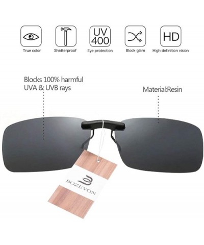 UV400 Clip on Polarised Sunglasses Fit over Prescription Eyeglasses - Grey - C118RH7M08Z $5.69 Oversized