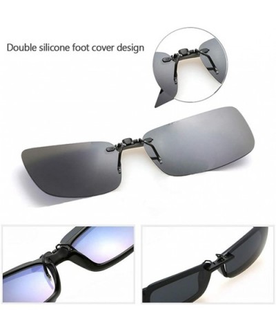 UV400 Clip on Polarised Sunglasses Fit over Prescription Eyeglasses - Grey - C118RH7M08Z $5.69 Oversized