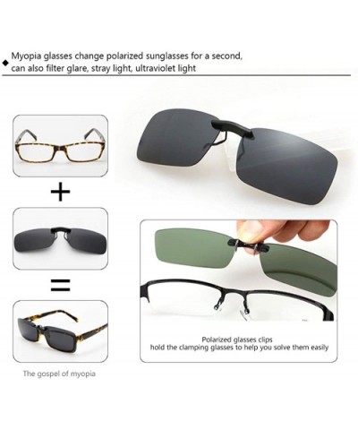 UV400 Clip on Polarised Sunglasses Fit over Prescription Eyeglasses - Grey - C118RH7M08Z $5.69 Oversized