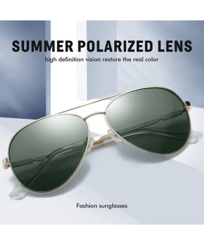 Aviator Style Polarized Sunglasses for Men and Women 3025K - Gold Frame Green Lens - C518HHN37NR $12.57 Round