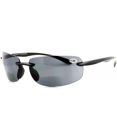 Bifocal Magnification Lens Sunglasses Rimless Rectangular Fashion UV 400 - Black - CN188YMCDGU $8.01 Wrap