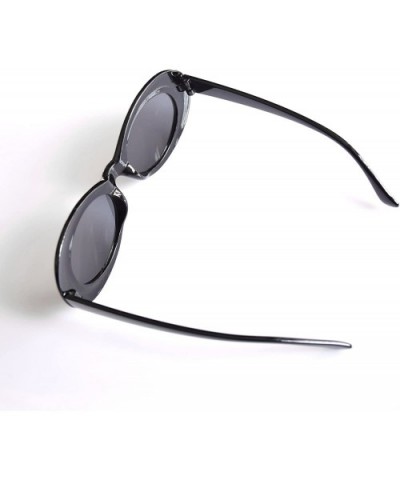 Bold Retro Oval Mod Thick Frame Sunglasses Round Lens Clout Oval Goggles - Black - CY1934EWHK4 $4.73 Oval