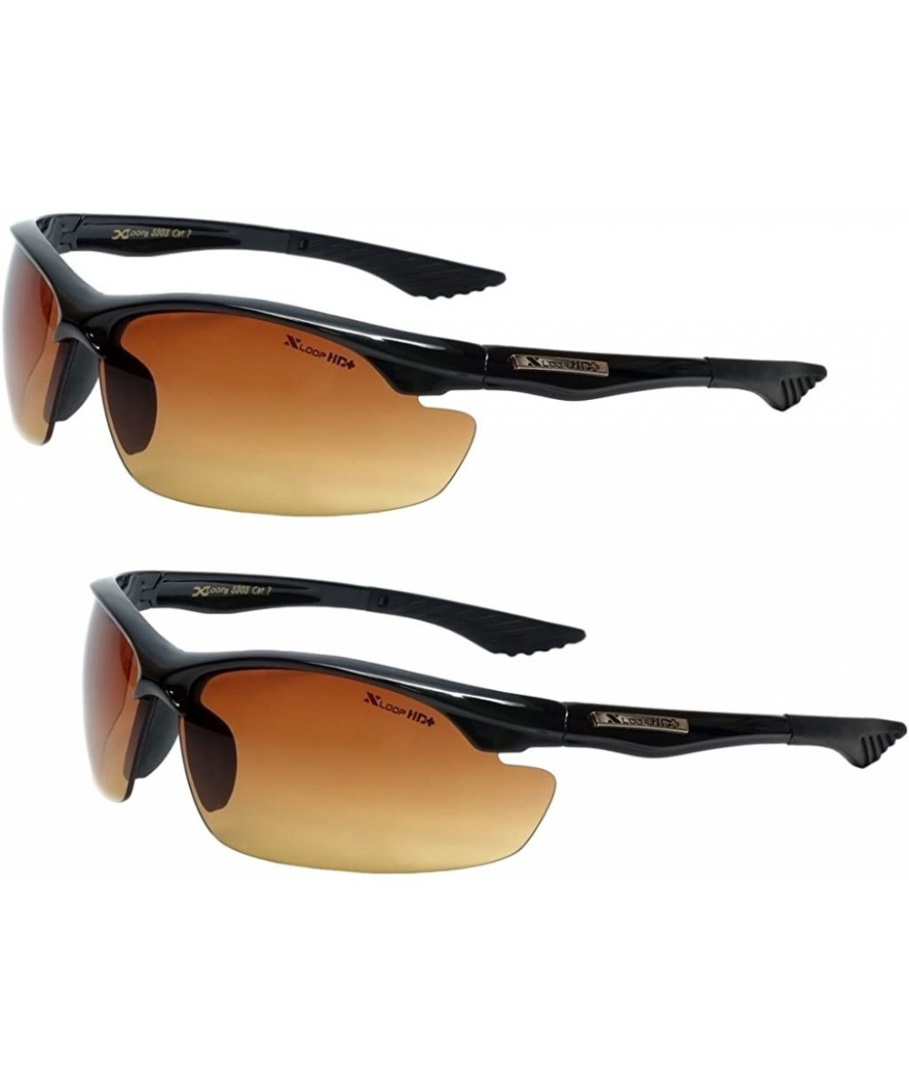 Men Women Hd High Definition Anti Glare Driving Sunglasses Wrap Sports Eye wear - 2 Pack Black - C311PB9UQMT $8.57 Wrap