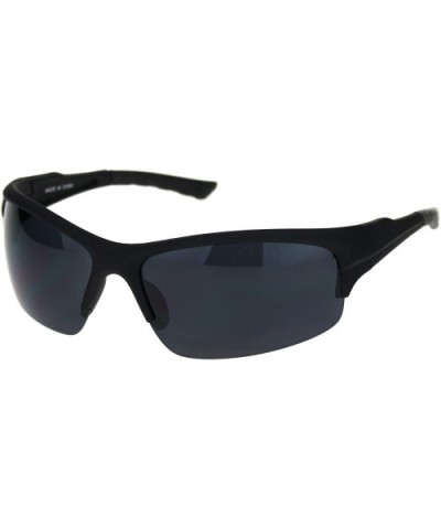 Mens Classic 90s Baseball Half Rim Sport Warp Plastic Sunglasses - Matte Black Black - CU18R7LKX5I $8.26 Rectangular
