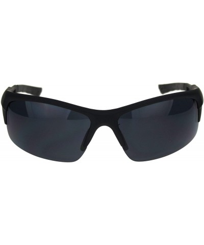 Mens Classic 90s Baseball Half Rim Sport Warp Plastic Sunglasses - Matte Black Black - CU18R7LKX5I $8.26 Rectangular