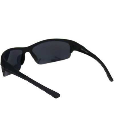 Mens Classic 90s Baseball Half Rim Sport Warp Plastic Sunglasses - Matte Black Black - CU18R7LKX5I $8.26 Rectangular