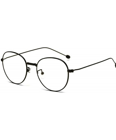 Man woman Nearsighted Glasses Retro Myopia Round Metal Glasses Frame - Black - CZ18G3ITHRI $27.12 Round