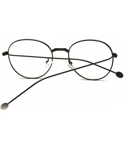 Man woman Nearsighted Glasses Retro Myopia Round Metal Glasses Frame - Black - CZ18G3ITHRI $27.12 Round