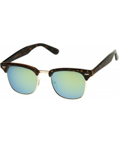 Half Frame Semi Rimless Sunglasses for Men Women with Colored Mirror Lens 50mm - Tortoise-gold / Yellow Mirror - C412KRZDOC5 ...