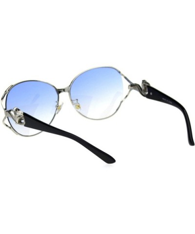 Fox Tail Jewel Brouche Hinge Designer Metal Rim Sunglasses - Black Blue Blue - C018R3ID2CE $11.30 Butterfly