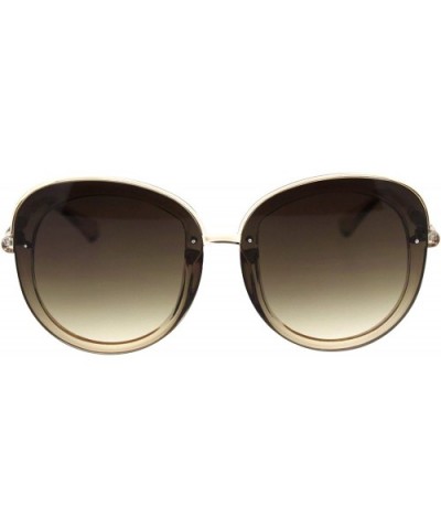Womens Expose Lens Edge Panel Lens Round Luxury Butterfly Sunglasses - Beige Brown - CZ18QQ7948R $10.97 Oversized